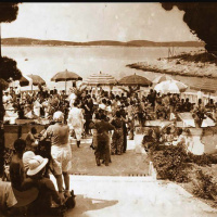 Hvar, 1937. Snimanje njemačkog filma - Princeza koralja na terasi kupališta Bonj 1937